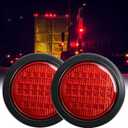 2PCS 4" Round Red 40 LED Trailer Tail Lights, Grommet Plug Waterproof Stop Turn Signal Stop Brake Trailer Lights for Trucks Trailers RV Bus