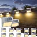 Otdair Solar Lights Outdoor Waterproof, Solar Fence Lights Auto On/Off, Bright LED Outdoor Lighting for Fence, Patio, Deck, Garden, Pathway (12 PCS, Silver-Warm)