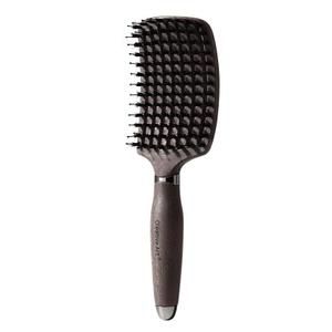 Boar Bristle Hair Brush for Women, Curved Vented Detangling Brushes for Wet& Dry Hair, Styling Paddle Massage Hairbrush for Slick Back, Volume and Shine,Ergonomic Handle for Comfortable Grip, Brown