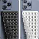 Double Sided Silicone Suction Phone Holder Mount, Silicon Accessory for iPhone and Android, Hands-Free Mirror Shower Phone Holder, TikTok Videos and Selfies (Black + White)