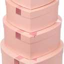 Oairse Pink Heart Shaped Boxes for Flower Arrangements Heart Box for Flowers Set of 4 Nesting Gift Boxes with Clear Lids for Present, Bridesmaid, Proposal, Birthday