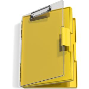 Hongri Clipboard with Storage, Yellow 8.5 x 11 Folder Nursing Side Opening, Heavy Duty with Dual Compartment, Smooth Writing for Teachers, Classroom, Size 13.3 x 9.4 x 1.5 in, Office & School Supplies