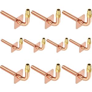 Pack of 10 Copper Stub Out Elbows with Wall Flange PEX-A Stub Out 1/2-6inch Lengh- Easy to Install, Lead-Free-PEX-A Stub Out Accessories,Barb Crimp PEX-A Copper Stub Out Elbow with Wall Flange., 6"p10
