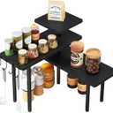 IBUYKE Countertop Organizer,3-Tier Spice Racks,Kitchen Counter Corner Shelf,4 Side Hooks,Adjustable Countertop Shelf for Kitchen, Bathroom, Coffee Bar, Cabinet, Desk,Black,TLJ023B (1 pack (Improved))