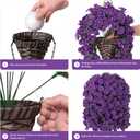 4pcs Artificial Flowers for Outdoors Fake Pansy with Hanging Basket UV Resistant Silk Spring Faux Flowers for Outside Front Door Porch Yard (Dark Purple)