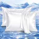 Elegear Cooling Pillow Cases Set of 2 for Hot Sleepers, Softer Than Silk Pillow Cases for Hair & Skin, Upgraded Arc-Chill Cooling Satin Pillowcases Q-max>0.5, Luxury Zipper Pillowcase Cover-King,White