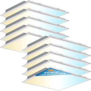 Allsmartlife 2x2 LED Flat Panel Lights for Drop Ceiling 10-Pack, 40W/4998LM Triac Dimmable, 5CCT 3000K-3800K-4500K-5000K-6000K, IP42, 2Ftx2Ft Back-Lit Recessed Troffer Light Fixtures, ETL