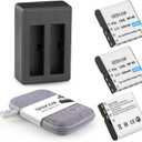 NP-40 Battery Pack, 3 x 1500mAh Rechargeable Batteries with NP 40 Dual Charger for Video Camera Camcorders Compatible with Casio NP-40 (Not for Fujifilm NP40), Kodak LB-060, GE GB-60