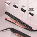Annlary Hair Straightener 1 Inch Flat Iron and Curler 2 in 1 Titanium Ceramic Ionic Dual Voltage Straightener with Heat-Resistant Silicone, for Less Frizz, Shinier & Smoother (Black,Rosegold)