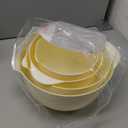 BoxedHome 4 Quart Large Plastic Mixing Bowls, Microwave Safe Mixing Bowl Set with Pour Spout, Nesting Bowls for Space Saving Storage(Beige)