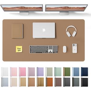 YSAGi Leather Desk Protector, Office Mat, Large Mouse Mat, Non-Slip PU Leather Blotter, Laptop Desk Pad, Waterproof Writing Pad for Office and Home (Khaki, 47.2" x 23.6")