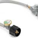 Stanbroil Horizontal Two Stage Propane Regulator - 20" RV Propane Pigtail Stainless Steel Braided Hose with Gauge