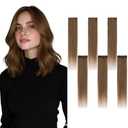 6PCS Clip in Hair Extensions Real Human Hair Short Clip in Extensions for Women Short Straight Hairpieces to Add Volume and Highlights 10 Inch Medium Brown