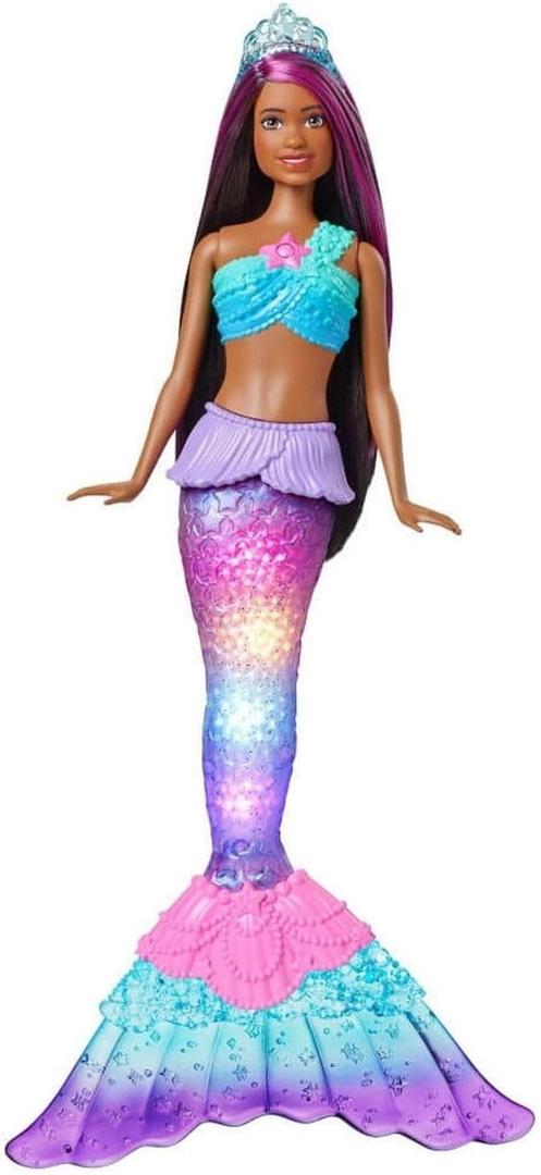 Barbie Mermaid Doll with Water-Activated Twinkle Light-Up Tail, Barbie Dreamtopia Mermaid Toys, Purple-Streaked Hair