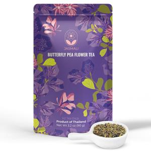 Jasmali Butterfly Pea Flower Tea - 60 Tea Bags, Herbal Tea, Vacuum Sealed for Freshness, Sourced from Thailand, Caffeine Free, Gluten Free, Vegan, Plant-Based, Blue Pea Flower Tea