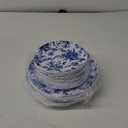 Suclain Set of 60 Blue and White Floral Plastic Plates Wedding Party Decoration Bulk Serves as 9" 7" Dessert Dinner Disposable Plastic Plates for Bridal Shower