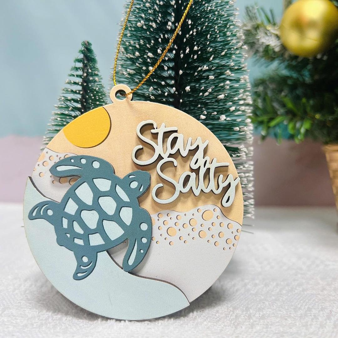 2 x Turtle Ornament, Turtle Christmas Ornament, Turtle Ornaments for Christmas Tree, Sea Turtle Ornament, Sea Turtle Christmas Ornament, Turtle Ornaments, Turtle Christmas Decorations, Stay Salty