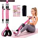 Foot Pedal Resistance Band with Handle, 3-Tube Multifunction Adjustable Yoga Elastic Exercise Bands, Home Workout Equipment for Women & Men to Abdomen, Waist, Arm, Core/ABS, Leg