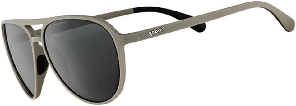 goodr Clubhouse Closeout Polarized Aviator Sunglasses for Men & Women, Large Sized (Mach G), Gray Solid Frame with Black Reflective Lens, UV400 Protection, No Slip, No Bounce