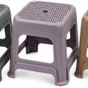Heavy Duty Plastic Step Stool Set of 3, Sturdy Non-Slip Portable Utility Stool for Bathroom, Kitchen, Closet & Home Use, Durable Portable Household Foot Stool, Brown, Beige & Gray Colors