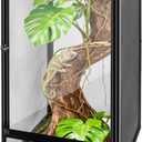 REPTI ZOO 18" x 18" x 36" Front Opening Chameleon Cage with 3-Sided Metal Mesh, 50 Gallon Screen Vertical Terrarium with Background Sticker, Tall Enclosure for Chameleon, Tree Frog, Arboreal Reptiles