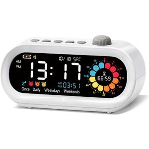 Mooking Alarm Clocks for Bedrooms, Digital Visual Timer for Kids, Rechargeable 199-Minute Silent Countdown Timers, Focus & Smoother Routines, Fitness Baking Studying Teaching (White)