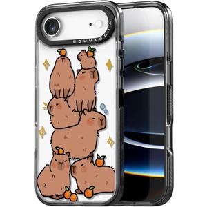 Bouvardia for iPhone 17 Air Case, Cute Design for Women & Girls, Protective & Aesthetic, Capybaras (Gray Bumper)