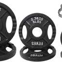 Fitvids Olympic 2-Inch Cast Iron Plate Weight Plate for Strength Training and Weightlifting, Two Hole Style, 35LB Set