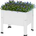 aboxoo 14 inch Planter Raised Garden Bed with Legs Outdoor Metal Small White Planter Box Elevated Garden Bed for Vegetables Flower Herb Patio