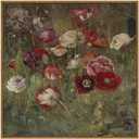 InSimSea Square Framed Canvas Wall Art, Large Decor A Bed of Poppies Paintings, Classical Floral Wall Pictures for Bedroom Bathroom Living Room, Canvas Prints Vintage Home Decor 20"x20"