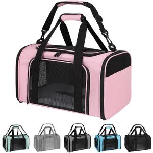 Carriers Soft-Sided Pet Carrier Pink for Medium Large Cats Dogs Undertake 35Lbs, Ventilated Mesh Windows,Top Load Cat Carrier with Airline Approved (X-Large, Pink)