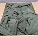 ROARINGWILD Olive Green King Size Quilt Set, Striped Pick Stitch Lightweight Bedspread, Soft Channel Farmhouse Rustic Coverlet, Spring Summer Thin Comforter, Country Bedding, 104x90 inches