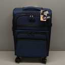 KROSER Softside Expandable Carry On Luggage with Front Business Pockets，20 Inch Suitcases with Spinner Wheels & Built-in TSA Lock, Durable Suitcase Rolling Luggage with USB Port, Haze Blue