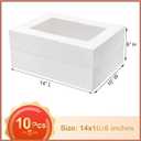 Mefleet 10pcs 14x10x6 Cake Boxes with Window Rectangle Quarter Sheet Bakery Boxes for Pastry Baking Cake, Cupcakes, Donuts, Cookies, Pie Treat Packaging White Large