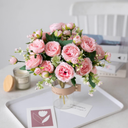 Floweroyal 2 Bunches Peony Artificial Flowers White Flowers Silk Peonies Bouquets for Wedding Party Table Centerpieces Floral Arrangement Home Kitchen Decor