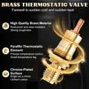 47050000 1/2 Thermo Element Cartridge Valve, Thermostatic Cartridge Compatible with Grohe Tub and Shower Faucet Model 34122, Precision Temperature Control, Brass, Starlight Chrome