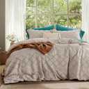 Bedsure Boho Oversized King Duvet Cover - Linen Breathable & Soft Boho Bedding, Machine Washable Comforter Cover for All Seasons, Includes 1 Duvet Cover 120"x98" with 2 Pillow Shams & Zipper Closure