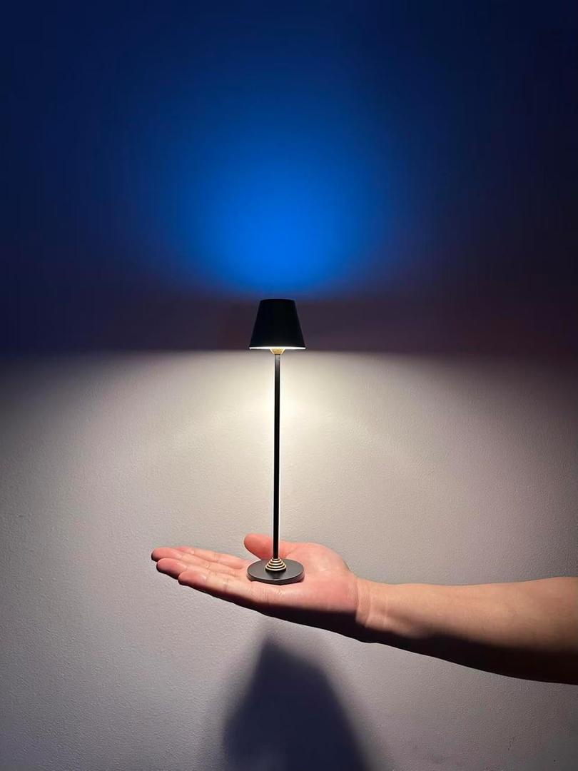 Timjorman RGB Palm-Sized Cordless Table Lamp, Rechargeable Touch Metal Bedside Lamp, 3 Brightness 3000K Warm Light, Small Table Lamp for Bedroom, Restaurant, Patio, Camping (Antique Brass&Black 1PACK)