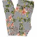 TC Lularoe Tall & Curvy Leggings Floral Lily Striped Black White