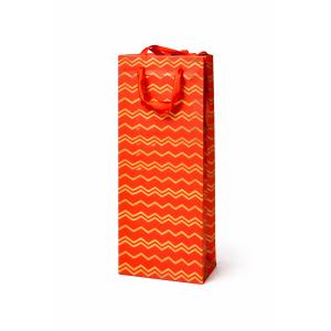 Red Chevron Gift Bags With Handles, Tall Paper Gift Bags, Set of 9