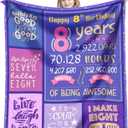 8 Year Old Girl Birthday Gift - Birthday Gifts for 8 Year Old Girls - 8 Yr Old Girl Gift Ideas - 8 Yr Old Girls Bday Gift Throw Blanket 60 x 50 inch - 8th Bday Decorations for Teen