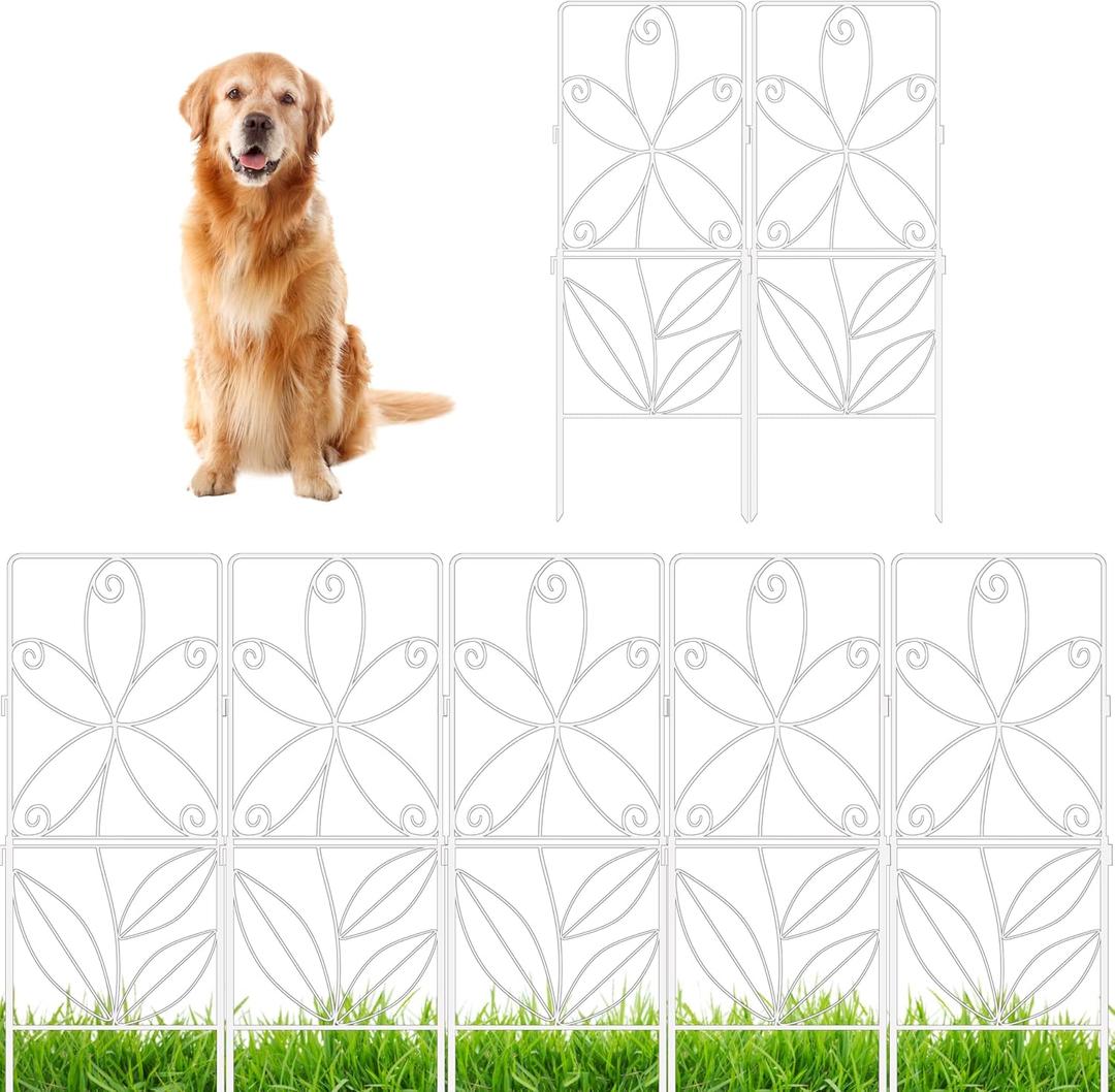 ShopLaLa Garden Fence (10 Panels) 12.5in(L) x 31in(H) Rustproof White Metal Wire Decorative Floral Flower Bed Edging for Landscape, Animal Barrier Fencing Small Dog Yard Gate Fences Tall Outdoor Decor