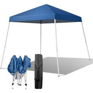 VINGLI 8x8 ft Pop Up Canopy Tent, Outdoor Foldable Portable Canopy for Camping, Patio, Easy Up Gazebo with Carry Bag Slant Legs