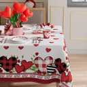 XCHI Plaid Love Hearts Valentines Day Tablecloth Rectangle Table Cloth Washable Table Covers for Indoor Outdoor Dining Home Party Decorations 52x70 Inch