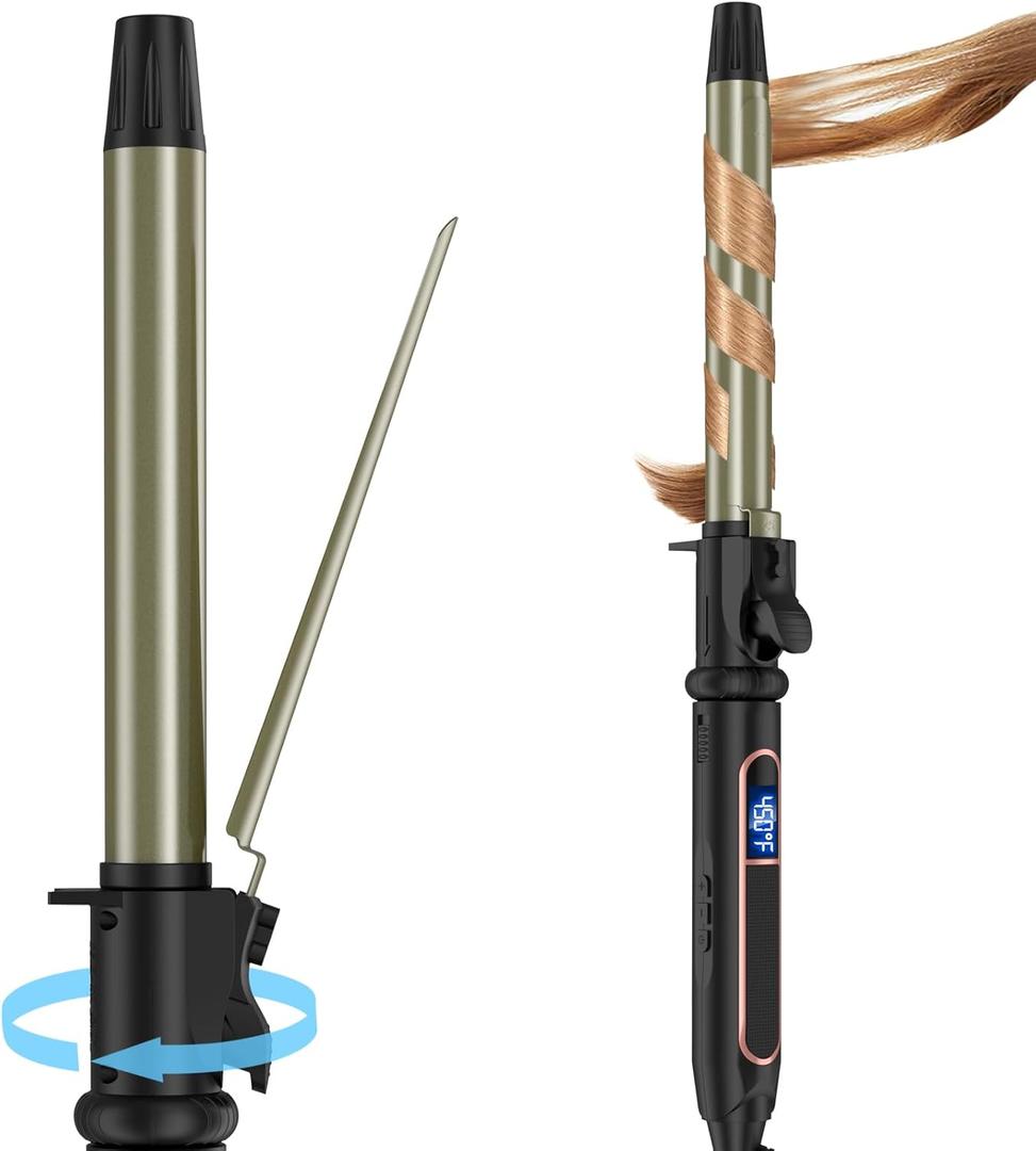 Curling Iron - Professional Manual Salon Rotating 1 Inch Hair Curler, Multi-Level Temperature Adjustment Crimper Hair Tool,Styling Tool for Long & Short Hair, Perfect for Beach Waves and Curls