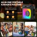 Karaoke Machine, Portable Bluetooth Speaker with 2 Wireless Microphones for Adults & Kids,Karaoke Speaker for Parties and Gatherings, PA System Supports TWS/USB/TF/REC/AUX and TV Connected (Black)