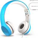 LilGadgets Connect+ Style On-Ear Kids Headphones with Microphone - SharePort Technology, SoftTouch Padding, Detachable Cable, Noise Reduction, Durable & Adjustable - Blue Headphones for Kids