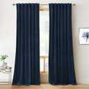 RYB HOME Navy Blue Velvet Curtains 80 inches, Back Tab Soft Fabric Room Darkening Thermal Insulated Luxurious Home Decor Curtains for Living Room Bedroom, W 52" x L 80", 2 Panels Set