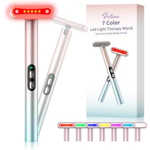 Red-Light-TherapyLed Facial Light Therapy 7 Colors Eye Beauty Wand Face Massager Red for Skincare & Blue Rejuvenation Tool (Pink Blue Gradient)
