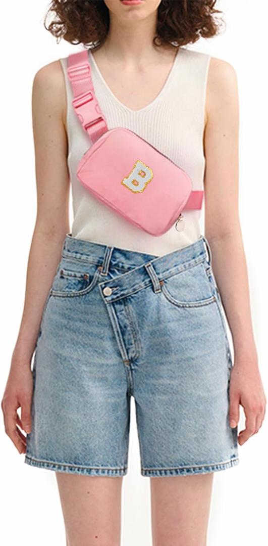 Uygafly Birthday Gifts for 4 5 6 7 8 9 10 11 12 13 Year Old Girls,Gifts for Teens Kids Daughter Sister Her,Two Way Zipper Crossbody Bag Fanny Pack Belt Bag Cute Trendy Stuff - Peach,B